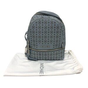 Michael Kors Flower punching Backpack Bag PVC blue/SilverHardware